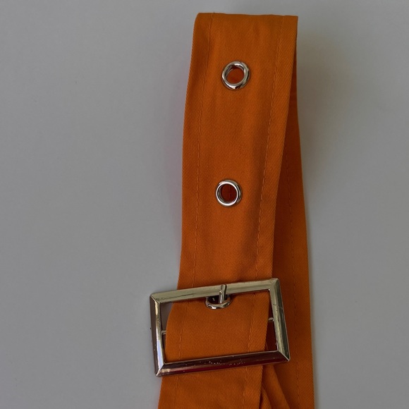 Chic Sexy Slim Orange Elegant Breasted Buckled Dress Belt Side Pockets Mustard - Picture 8 of 16